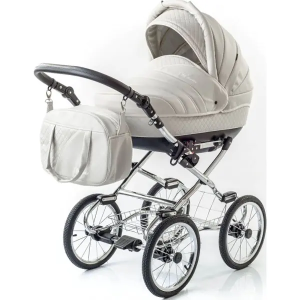 Детская коляска Esperanza Victoria Leatherette кожа 3 в 1 Цвет рамы - Черный - Маленькие колеса — фото 1