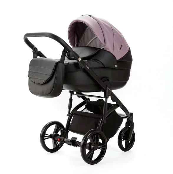Детская коляска Adamex Lanti Deluxe 2 в 1, LN-SD106 Сиреневая кожа + Черная кожа — фото 17, Коляски-Кроватки.Ру