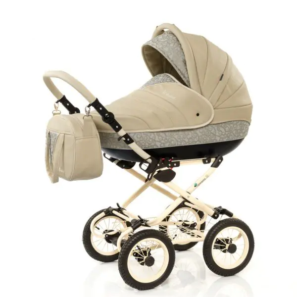 Детская коляска Esperanza Victoria Leatherette кожа 2 в 1 Цвет рамы - Черный - Маленькие колеса — фото 16