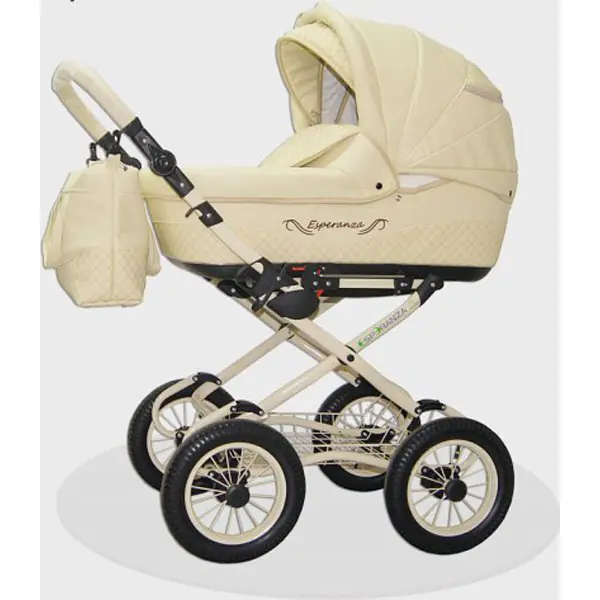 Детская коляска Esperanza Classic Leatherette 2 в 1 кожа Цвет рамы - Бежевый Маленькие колеса — фото 1
