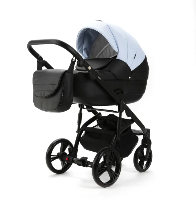 Детская коляска Adamex Lanti Deluxe 2 в 1, LN-SD112 Голубая кожа+Черная кожа — фото 9, Коляски-Кроватки.Ру