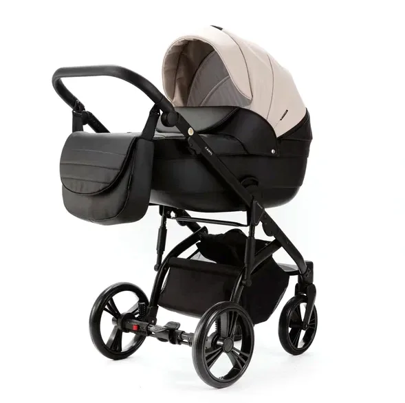Детская коляска Adamex Lanti Deluxe 2 в 1, LN-SD110 Светло-бежевая кожа+Черная кожа — фото 13, Коляски-Кроватки.Ру