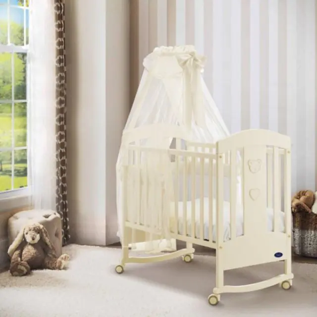 Комплект BV&BV Danny: БВ и БВ Дэнни кровать-колыбель 100 х 50 ivory + матрас + набор постельного белья с балдахином — фото 2