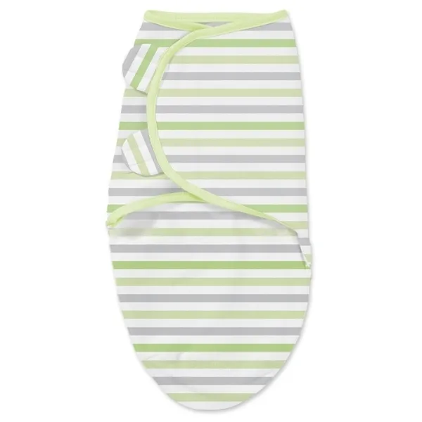 76980 Конверт для пеленания из хлопка на липучке Summer Infant SwaddleMe размер s/m Серо-зеленые полоски — фото 1