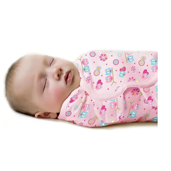 76450 Конверт для пеленания из хлопка на липучке Summer Infant SwaddleMe  размер s/m розовый с сердечками — фото 1