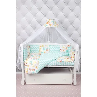 Комплект Premium в кроватку AmaroBaby Жирафики, 19 предметов (7+12 бортиков)