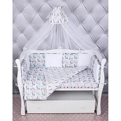Комплект постели WB Premium в кроватку AmaroBaby Ламы, 15 предметов, бязь