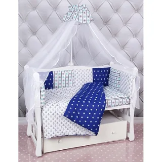 Комплект Premium в кроватку AmaroBaby Бриз, 18 предметов (6+12 бортиков), бязь