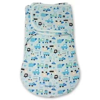 76370 Конверт для пеленания с 2 способами фиксации SwaddleMe WrapSack Transport голубой с машинками, размер S