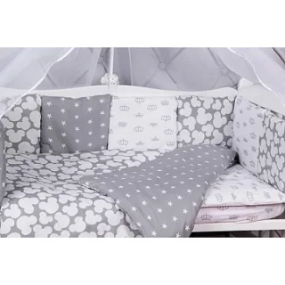 Комплект постели в кроватку AmaroBaby Silver, 15 предметов