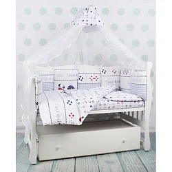 Комплект Premium в кроватку AmaroBaby Круиз, 18 предметов (6+12 бортиков), сатин