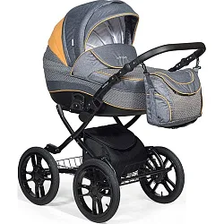 Детская коляска Indigo 18 Special Plus 14" 2 в 1, ткань + эко-кожа