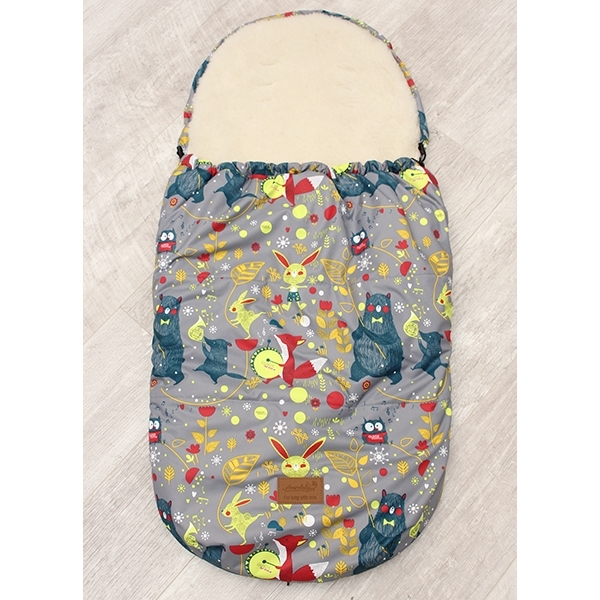Универсальный меховой конверт AmaroBaby Little Traveller Зверята 145х45 см