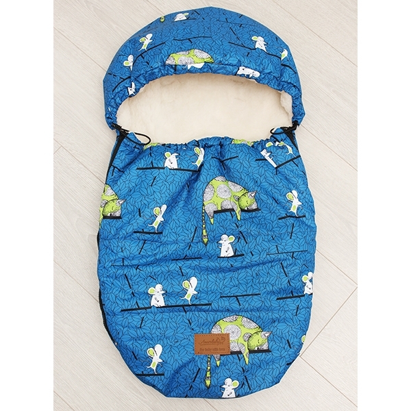 Универсальный меховой конверт AmaroBaby Little Friend Кот и Мышки 80х45 см