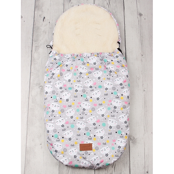 Универсальный меховой конверт AmaroBaby Little Traveller Котики 145х45 см