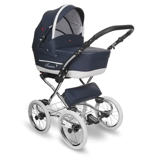 Детская коляска Tutek Turran Silver 3 в 1, 100% эко-кожа
