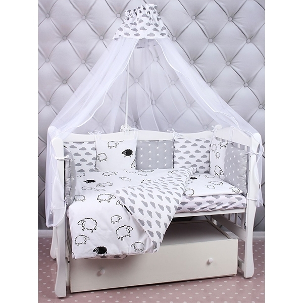 Универсальный комплект постели в кроватку AmaroBaby Good Night, 19 предметов