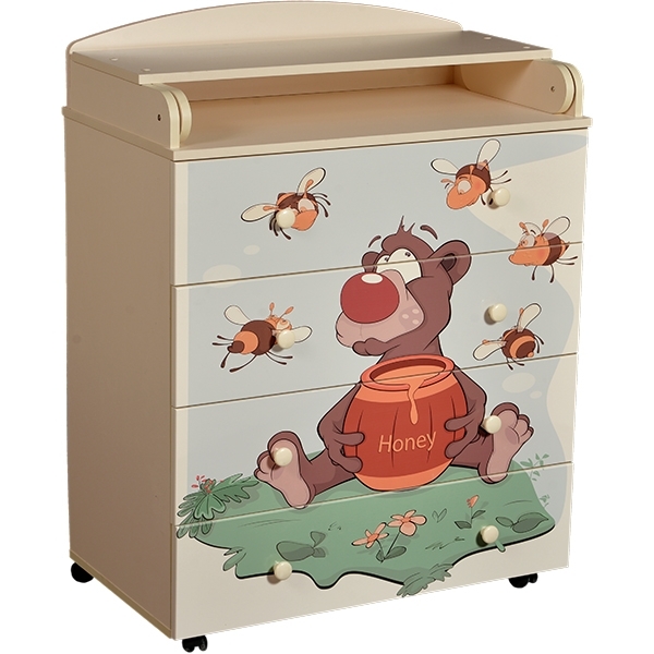 Пеленальный комод Кедр Fantasia Little Bee, 4 ящика