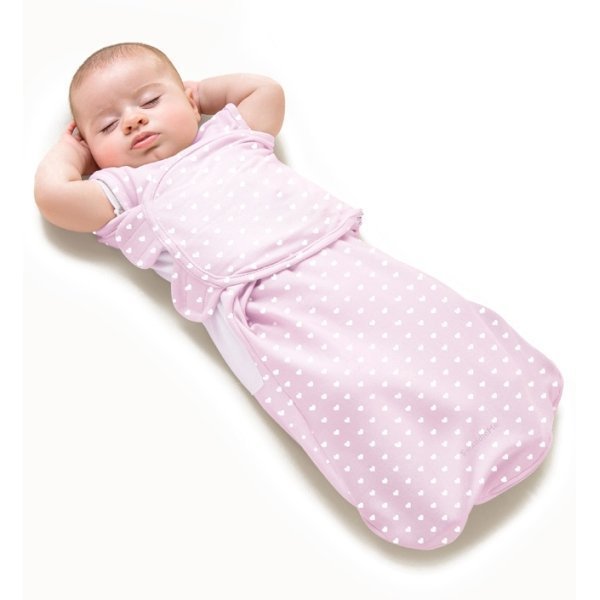 87090 Summer Infant конверт для пеленания WrapSack  с 2 способами фиксации розовый с сердечками (размер L) - Фото
