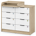 Детский комод Атон Зевс ЛДСП 1000/8 (Дуб Сонома/Белый
						
					) — Фото