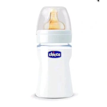 60040 Бутылочка Chicco стеклянная 150 мл  латексная соска,нормальный поток