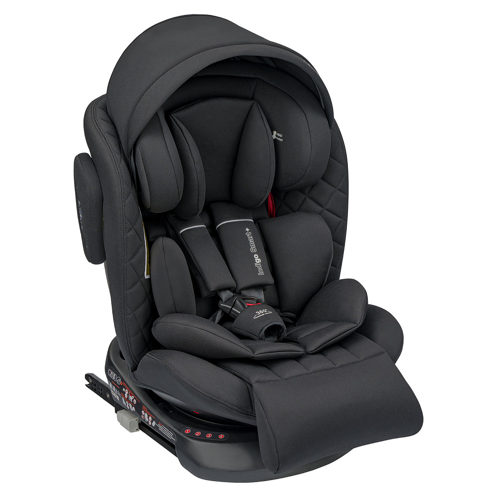 Детское автокресло Indigo Smart+ Isofix, капюшон, подножка - Фото